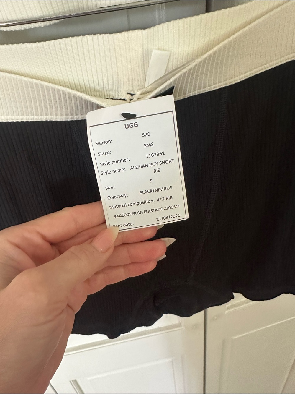 UGG Black and Cream Ribbed Crop Tank & Short Set - Picture 5 of 5